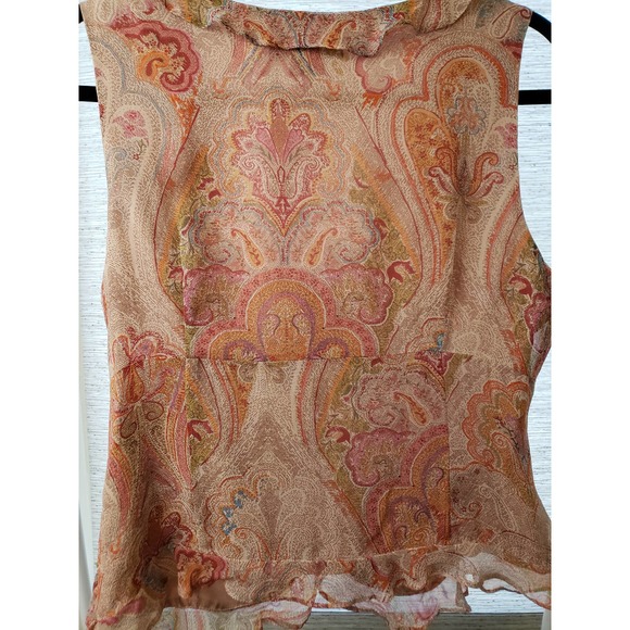 ECI New York Print Small flowing ruffle at neck/chest line with zip side - Picture 4 of 4